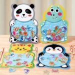 Animal Design Wooden Board Fishing Game