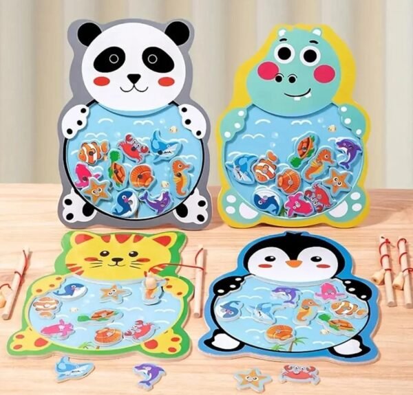 Animal Design Wooden Board Fishing Game